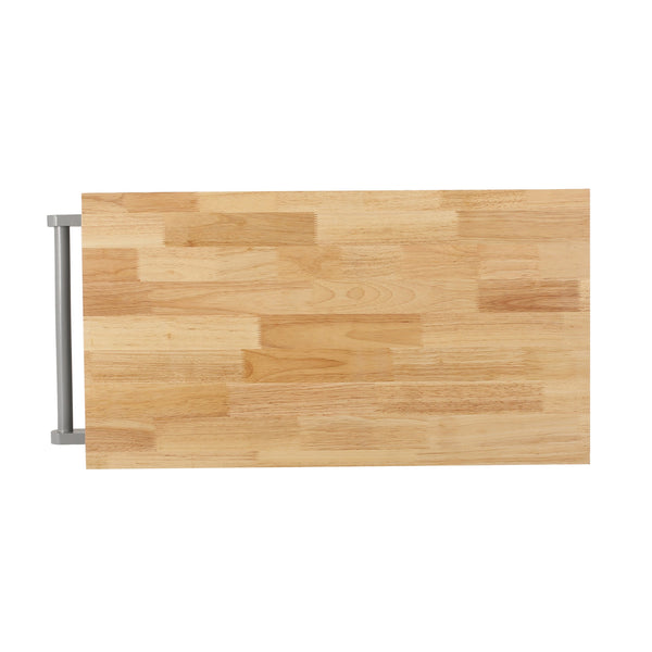 English Elm Christopher Knight Home® - Kitchen Island Cart with Rubberwood Top, Grey Mobile Kitchen Cart on Wheels with Cabinet, Hooks and Drawers 67755.00NATGRY