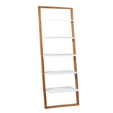 Homelegance By Top-Line Haddon Two-Tone Leaning Ladder Bookcase Natural Wood