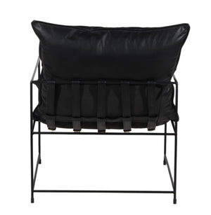 Porter Designs Porter Hagen Black Iron Frame Accent Chair - Stylish Industrial Chic Design With Top Grain Leather Black Metal 02-108-06-8463