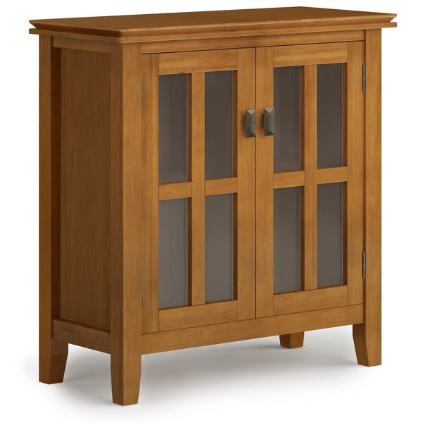 English Elm Artisan Low Storage Cabinet - Honey Brown Wood With Adjustable Shelves For Stylish Organization B136P158395