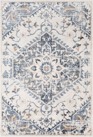 Livabliss St Tropez Traditional Polypropylene Area Rug Woven in Turkey for Living Dining Rooms Denim, Cream 5'3" x 7' SRZ2300-527