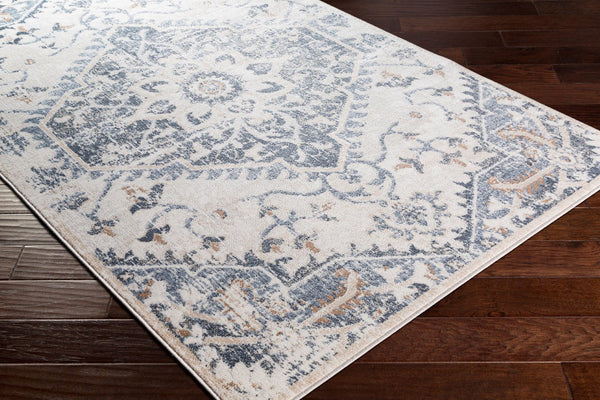 Livabliss St Tropez Traditional Polypropylene Area Rug Woven in Turkey for Living Dining Rooms Denim, Cream 5'3" x 7' SRZ2300-527