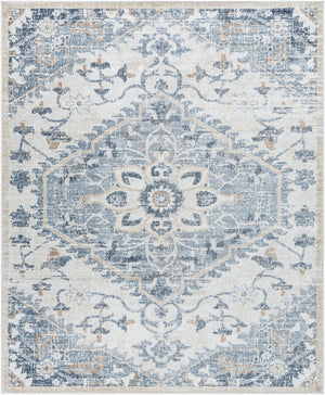 Livabliss St Tropez Traditional Polypropylene Area Rug Woven in Turkey for Living Dining Rooms Denim, Cream 7'10" x 9'6" SRZ2300-7996