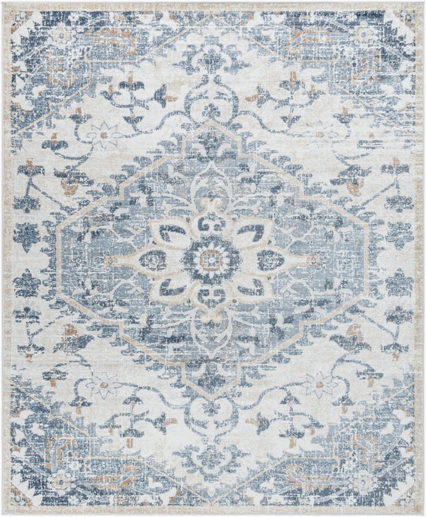 Livabliss St Tropez Traditional Polypropylene Area Rug Woven in Turkey for Living Dining Rooms Denim, Cream 7'10" x 9'6" SRZ2300-7996