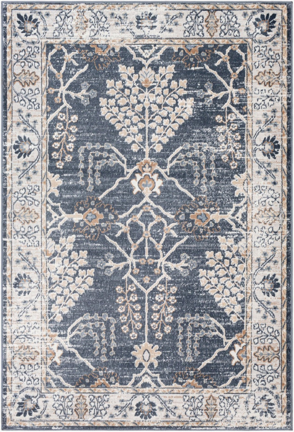 Livabliss St Tropez Traditional Polypropylene Area Rug Turkish Woven for Living and Dining Rooms Denim, Cream 7'10" x 9'6" SRZ2310-7996