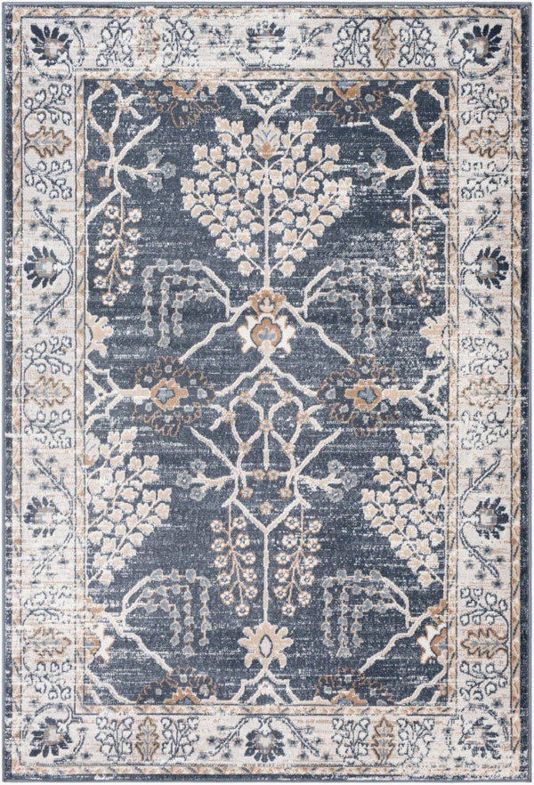 Livabliss St Tropez Traditional Polypropylene Area Rug Turkish Woven for Living and Dining Rooms Denim, Cream 7'10" x 9'6" SRZ2310-7996