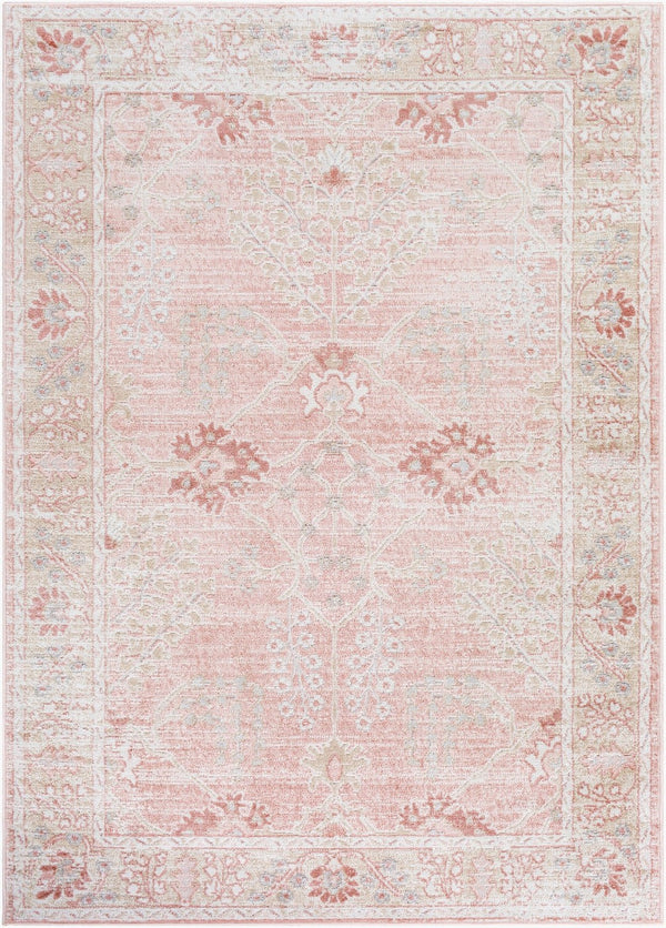 Livabliss St Tropez Traditional Polypropylene Area Rug Turkey Woven for Living and Dining Rooms Dusty Pink, Cre 5'3" x 7' SRZ2311-527