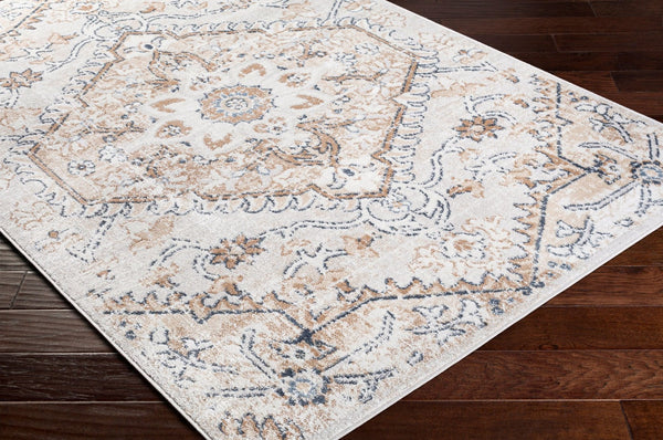 Livabliss St Tropez Machine Woven Polypropylene Area Rug Updated Traditional Pattern for Living Rooms Tan, Charcoal 5'3" x 7' SRZ2314-527