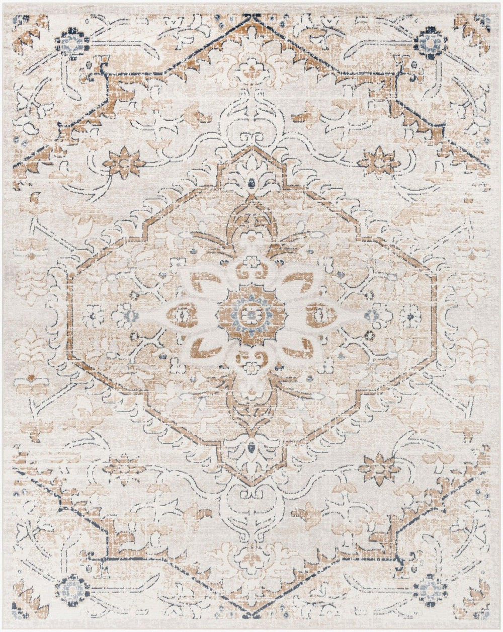 Livabliss St Tropez Machine Woven Polypropylene Area Rug Updated Traditional Pattern for Living Rooms Tan, Charcoal 7'10" x 9'6" SRZ2314-7996