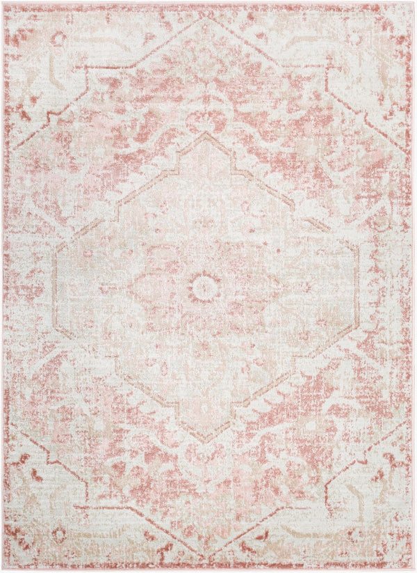 Livabliss St Tropez Traditional Runner Rug Polypropylene Hallway Accent with Medium Pile Pale Pink, Plum 5'3" x 7' SRZ2315-527