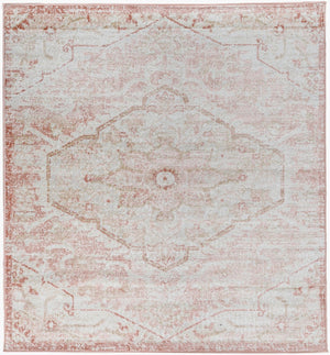Livabliss St Tropez Traditional Runner Rug Polypropylene Hallway Accent with Medium Pile Pale Pink, Plum 5'3" x 5'3" SRZ2315-53SQ