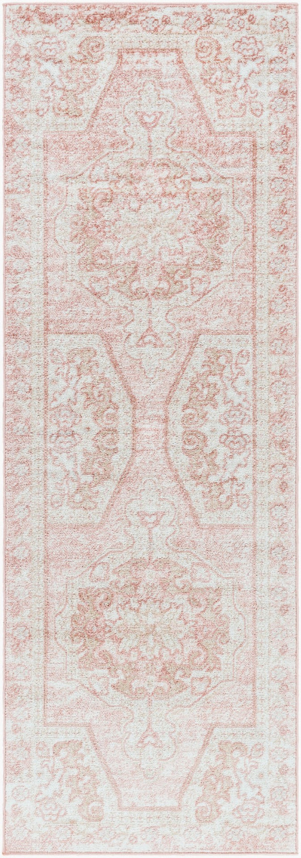 Livabliss St Tropez Traditional Runner Rug Turkey Woven Polypropylene Hallway Entryway Accent Pale Pink, Plum 2'7" x 7'3" SRZ2317-2773
