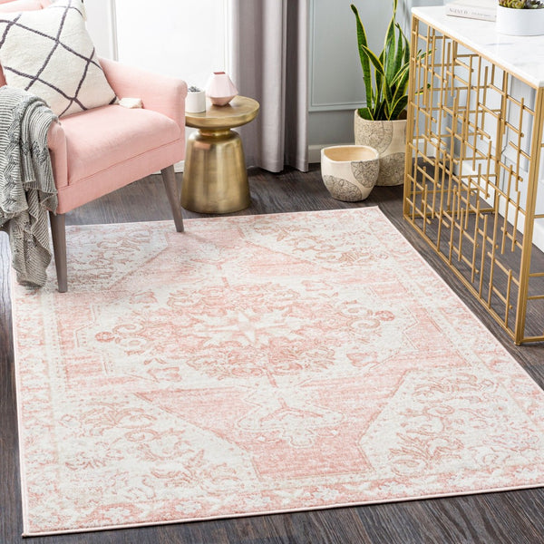 Livabliss St Tropez Traditional Runner Rug Turkey Woven Polypropylene Hallway Entryway Accent Pale Pink, Plum 9'2" x 12' SRZ2317-9212