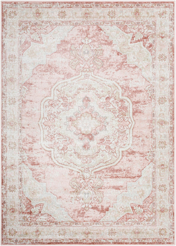 Livabliss St Tropez Traditional Runner Rug Polypropylene Hallway Accent Turkish Woven Plum, Pale Pink 7'10" x 7'10" SRZ2321-710SQ