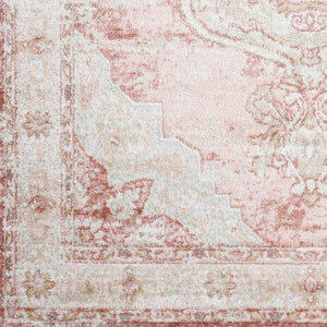 Livabliss St Tropez Traditional Runner Rug Polypropylene Hallway Accent Turkish Woven Plum, Pale Pink 7'10" x 7'10" SRZ2321-710SQ