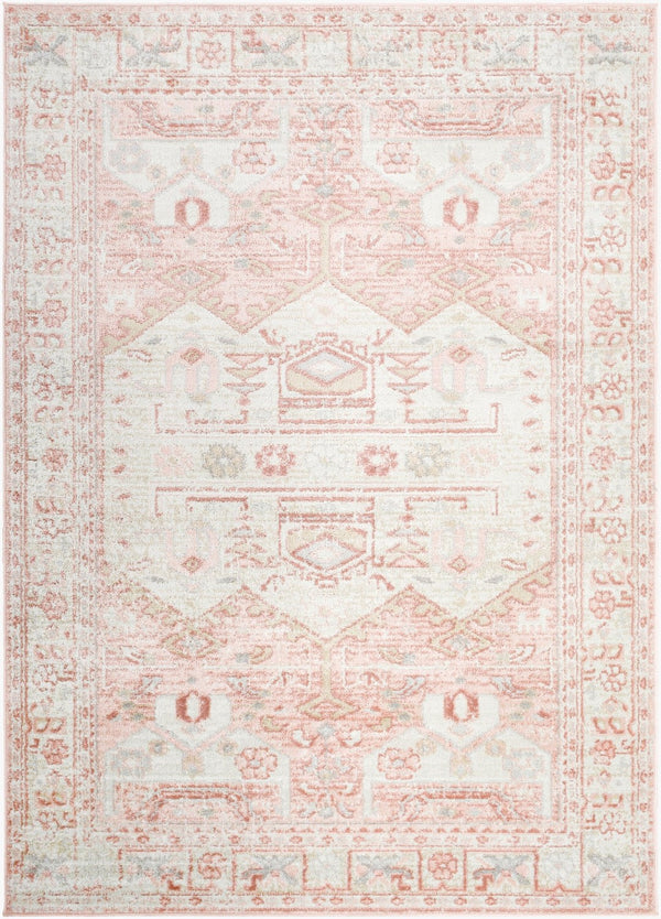 Livabliss St Tropez Traditional Square Area Rug Polypropylene Woven for High Traffic Rooms Pale Pink, Plum 7'10" x 7'10" SRZ2326-710SQ