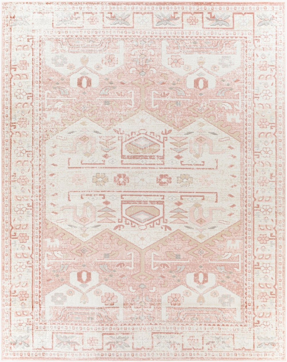 Livabliss St Tropez Traditional Square Area Rug Polypropylene Woven for High Traffic Rooms Pale Pink, Plum 7'10" x 9'6" SRZ2326-7996