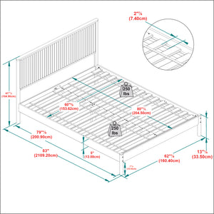 Contemporary Reeded Headboard Solid Wood Queen Bed Blonde ORLB5CBN Walker Edison
