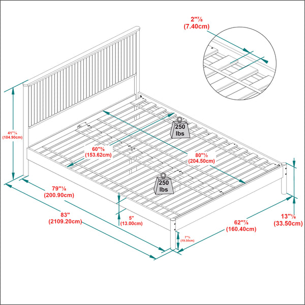 Contemporary Reeded Headboard Solid Wood Queen Bed Blonde ORLB5CBN Walker Edison