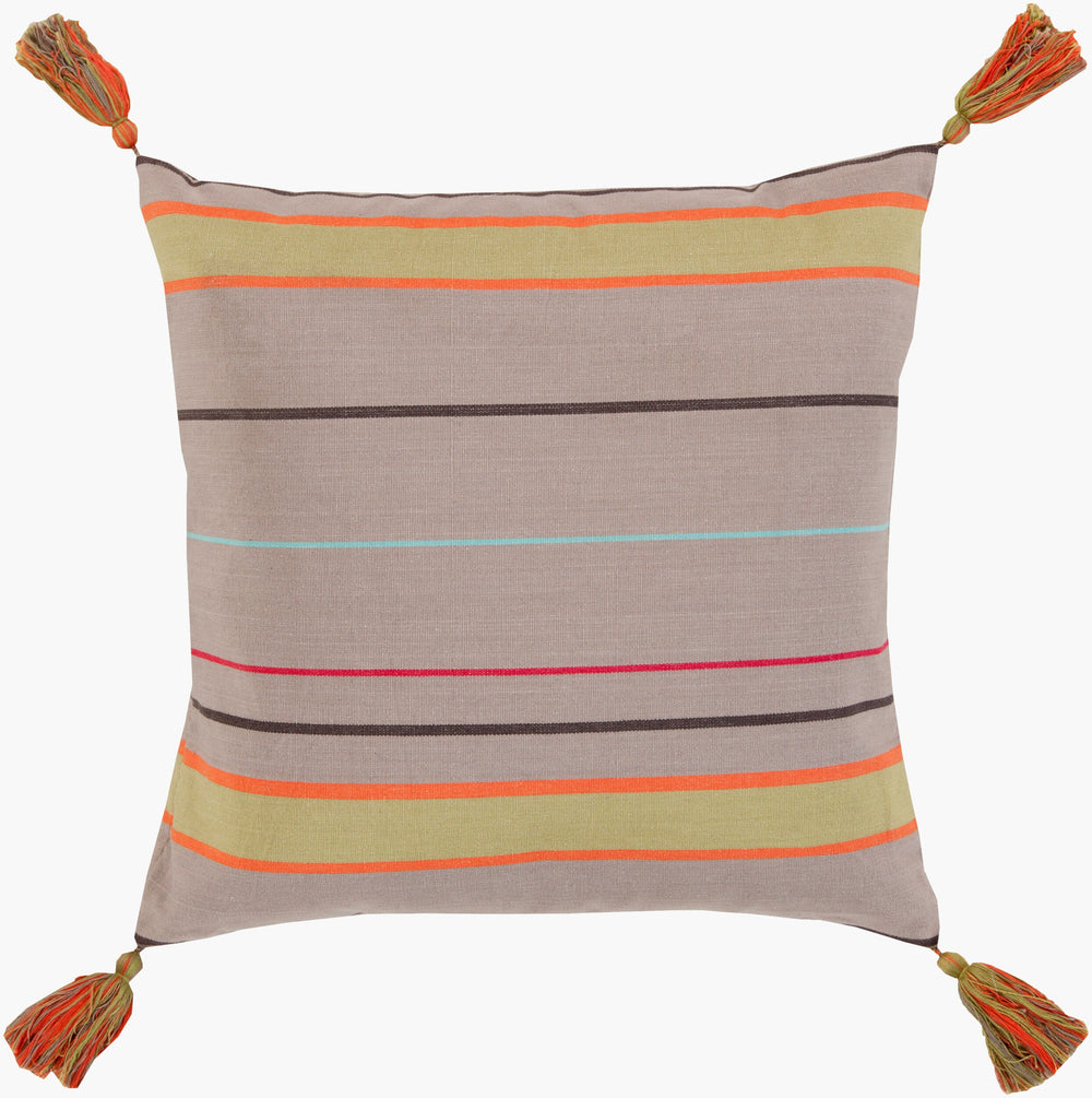 Surya Stadda Stripe Accent Pillow - 18"L X 18"W Soft Cotton Elegance For Cozy Home Decor & Style Orange Cotton Ss001-1818