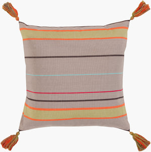 Surya Stadda Stripe Accent Pillow - 18"L X 18"W Soft Cotton Elegance For Cozy Home Decor & Style Orange Cotton Ss001-1818