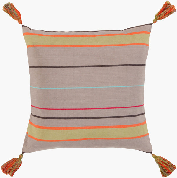 Surya Stadda Stripe Accent Pillow - 18"L X 18"W Soft Cotton Elegance For Cozy Home Decor & Style Orange Cotton Ss001-1818