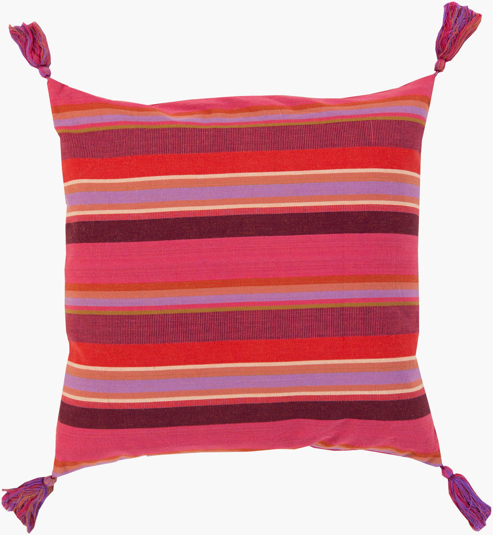 Surya Stadda Stripe Accent Pillow - 18"L X 18"W Soft Cotton Elegance For Cozy Home Decor & Style Orange Cotton Ss001-1818