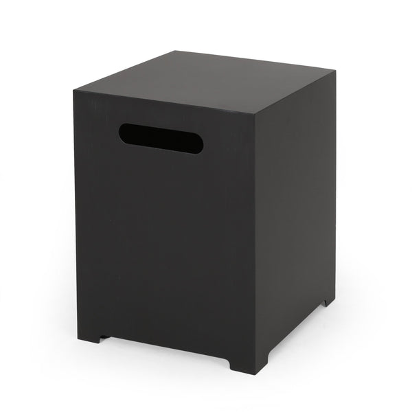 English Elm Propane Tank Cover Outdoor Iron Side Table with Slatted Storage for Fire Pit Patios 67760.00DGRY
