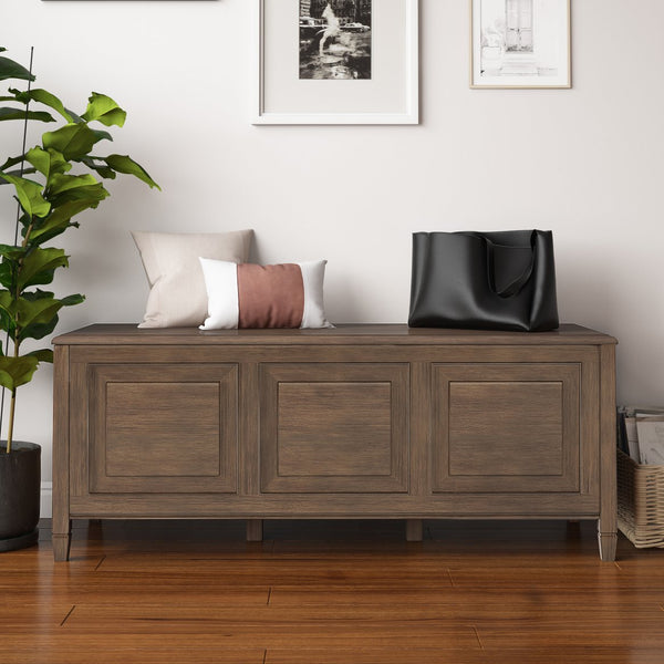English Elm Connaught Storage Bench Trunk - Handcrafted Rustic Brown, Timeless Design & Ample Storage Solution B136P158537