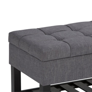 English Elm Saxon Storage Ottoman Bench In Slate Grey - Stylish, Versatile, And Functional Seating With Storage! B136P159133-GIGA