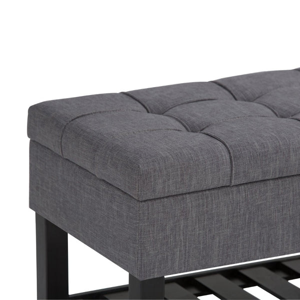 English Elm Saxon Storage Ottoman Bench In Slate Grey - Stylish, Versatile, And Functional Seating With Storage! B136P159133-GIGA