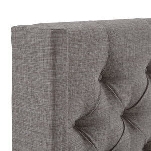 Homelegance By Top-Line Thorin Wingback Button Tufted Linen Fabric Headboard Grey Linen