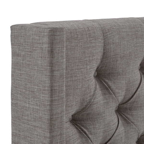 Homelegance By Top-Line Thorin Wingback Button Tufted Linen Fabric Headboard Grey Linen