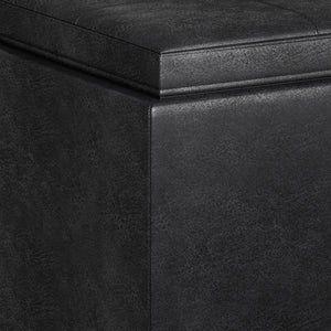 English Elm Avalon 5-Piece Storage Ottoman Set In Distressed Black Faux Leather - Stylish, Versatile, & Functional B136P159759