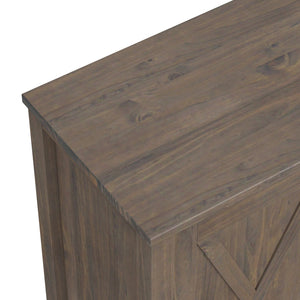 English Elm Ela Smoky Brown Low Storage Cabinet – Handcrafted Solid Wood, Shaker X Doors, Adjustable Shelves, 32" B136P158604