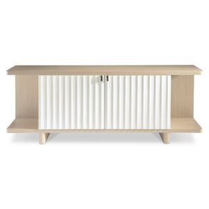 Bernhardt Bernhardt Modulum Sideboard With Fluted Faux-Stone Doors, Soft-Close Drawers & Open Display Shelves 315131