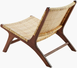 Surya Shisho Modern Accent Chair 28"H X 26"W X 32"D - Stylish, Durable Wood & Rattan For Any Space Top, Wheat,Base, Brown Rattan,Teak Wood Ssh001-set