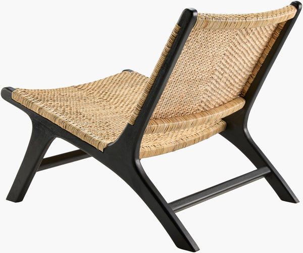 Surya Shisho Modern Accent Chair 28"H X 26"W X 32"D - Stylish, Durable Wood & Rattan For Any Space Top, Wheat,Base, Black Rattan,Teak Wood Ssh002-set