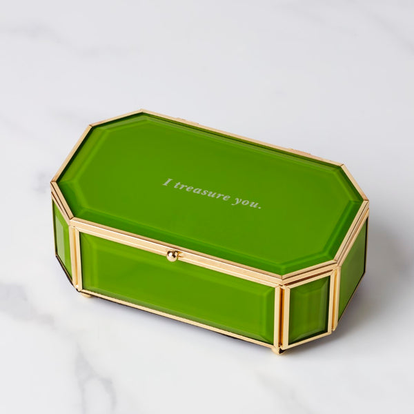 Lenox Kate Spade "I Treasure You" Green Jewelry Box Green, GREEN GLASS,CRYSTAL 897380