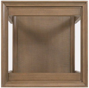 Hooker Furniture Sonnet Square End Table With Tempered Glass Top, Woven Cane Shelf & Light Earthen Oak Finish 6072-80113-85