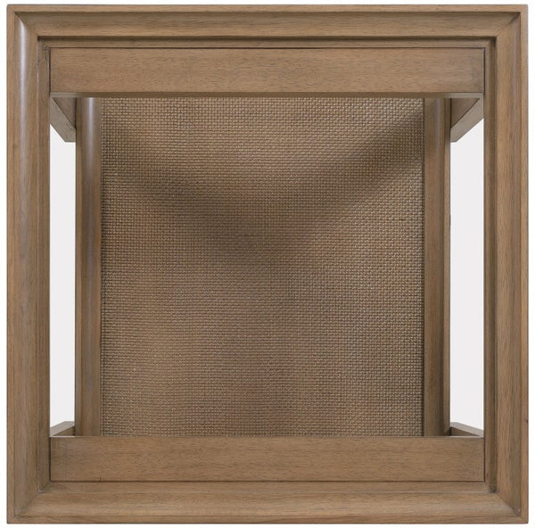 Hooker Furniture Sonnet Square End Table With Tempered Glass Top, Woven Cane Shelf & Light Earthen Oak Finish 6072-80113-85