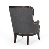 Christopher Knight Home® - Noble House - Mantua Contemporary Fabric Upholstered Accent Chair with Nailhead Trim, Charcoal and Dark Brown