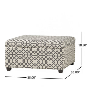 English Elm Richmond Square Storage Ottoman Geometric Patterned Fabric Lift Top Living Room 60266.00