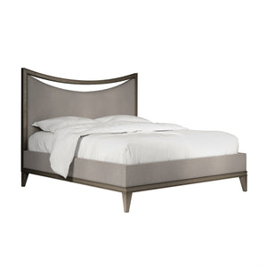 A.R.T. Furniture Cove Queen Upholstered Bed - Glam Transitional Design With Curved Headboard & Luxurious Mushroom Fabric Grey Rubberwood Solids,Foam,Fabric 349125-2743