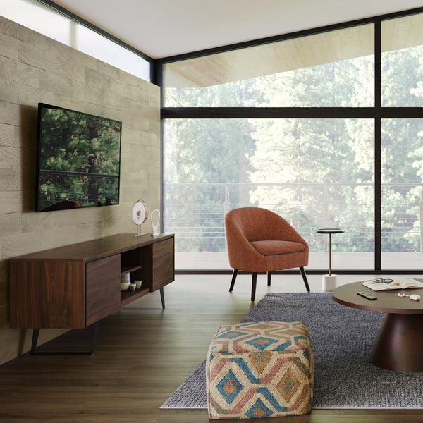 English Elm Lowry - Mid-Century Walnut Tv Media Stand With Adjustable Shelves, Cable Management & Solid Support B136P158866