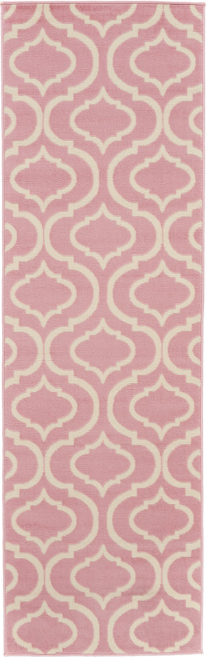 Nourison Jubilant JUB19 Machine Made Power-loomed Borderless Design Indoor Only Contemporary  Rug Pink, Pink 100% Polypropylene 99446479891