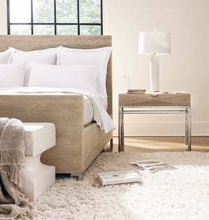 Bernhardt Bernhardt Aventura California King Panel Bed Marcona Veneer, Frosted Nickel Feet, Clean Lines K1909