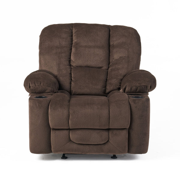 English Elm Christopher Knight Home® - Luxurious Manual Recliner Chair with Skin-Friendly Fabric, Dual Cup Holders, Ergonomic Padded Comfort Chocolate 57578.00CHO