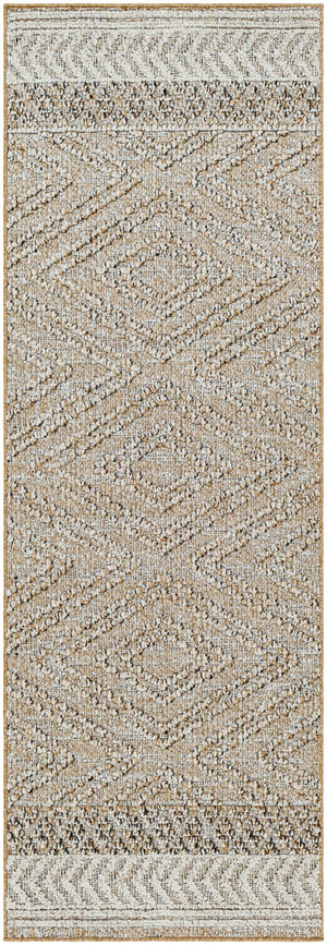 Livabliss Sarasota Scandinavian Geometric Polypropylene Rug for Entryways Patios and Modern Interiors Taupe, Mustard 2'6" x 7'3" SSO2300-2773