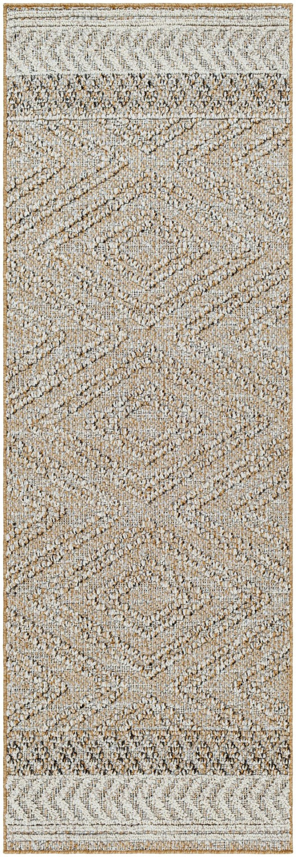 Livabliss Sarasota Scandinavian Geometric Polypropylene Rug for Entryways Patios and Modern Interiors Taupe, Mustard 2'6" x 7'3" SSO2300-2773